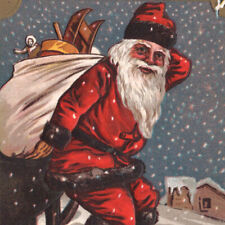 Vintage 1900s Santa Claus Toys Presents Bag Merry Christmas Xmas Postcard picture