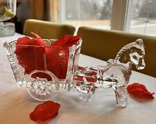 Vtg Lg MCM Clear Heavyweight Horse & Cart Utility Dish By Jeanette Glass Co USA picture