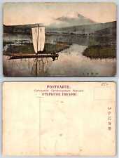 Japan MT FUJI FROM UKISHIMA BOAT Vintage Postcard f124 picture