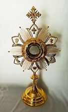 Monstrance Brass Gold Plated Relic Ostensorium Church Chapel Altar Gift USFT01 picture