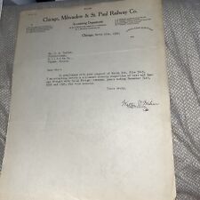 Signed Antique 1922 Letter Chicago Milwaukee St. Paul Railway to Topeka Santa Fe picture