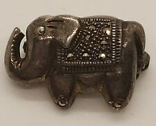 Vintage small sterling silver 925 marcasite ELEPHANT brooch pin picture