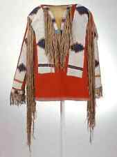 Old Style Beaded Hand Colored Buckskin Suede Hide Powwow Regalia Shirt NS68 picture