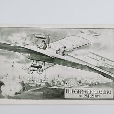 WW1 German aerial dog fight 1914 airplane bombing of Paris postcard combat pilot picture