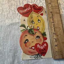 Vtg Valentines Day Card Anthropomorphic Peach Lemon Sour full picture