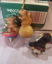 Lot of 3 Vintage ENESCO Miniature Ornaments Toyland Bear, Pin Pals Dog, Squirrel picture