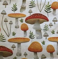 two Individual Mushrooms paper Luncheon napkins For Decoupage Spring Summer picture