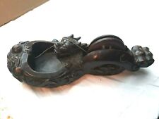 Antique Japanese Sumtisubo Wooden Carved Dragon Carpenters Ink / Chalk LineTool  picture