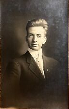 RPPC Handsome Man named Leon Church Singer Antique Real Photo Postcard c1910 picture
