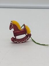 VTG Germany Steinbach Wood Ornament red rocking horse yellow mane and tail picture