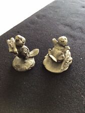 Vintage Little Gallery By Hallmark Miniature Pewter Beaver Figurines picture