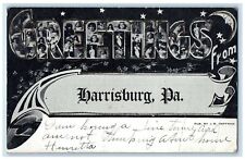1906 Large Letter Greetings From Harrisburg Pennsylvania PA Posted Moon Postcard picture