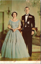 Royal Couple - Queen Elizabeth, Prince Philip - c1950s Chrome Postcard picture