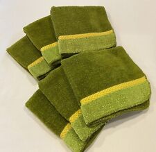 Lot 6 Vtg Gold Crest Cone Two-Tone Green Avocado Yellow Washcloths Face Cloths picture