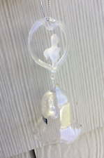 Vintage Clear Glass Bell w/Frosted ANGEL Inside a Heart picture