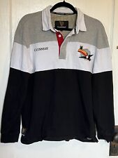 GUINNESS BLACK WHITE GRAY TOUCAN LOGO RUGBY JERSEY MAN'S LARGE picture