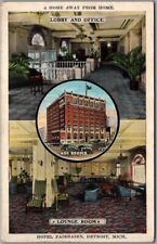 Vintage DETROIT Michigan Postcard HOTEL FAIRBAIRN Kropp Linen / 1928 Cancel picture