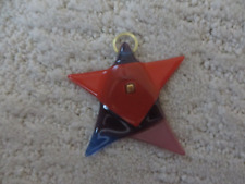 MCM Higgins Fused Medium Art Glass Star Christmas Tree Ornament 2 1/2 - 3 inches picture