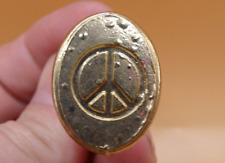 Vintage Mid-Century Goldtone Peace Symbol Sealing Wax Stamp Seal picture