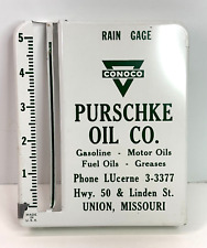 Vintage Conoco oil advertising rain gauge Purschke Oil co Union, Missouri picture