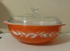 Promotional 1960 Pyrex  Holiday Red Pine Cone Needles 2Qt Casserole & Lid picture