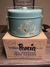 Peoria 1950's Blue Aluminum Cake & Pie Carrier with Original Box picture