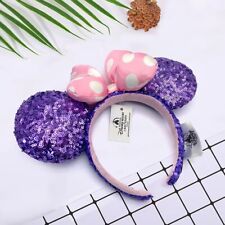 Purple Sequin Disney Parks Ears Headband Minnie Ears Rare Resort Pink Polka Dot picture