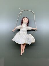 Girl On A Swing Antique Christmas Spun-Cotton Ornament Made in USSR 1940s picture