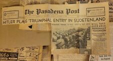1938 HITLER ENTRY INTO SUDETENLAND PASADENA POST ORIGINAL NEWSPAPER CLIPPING picture