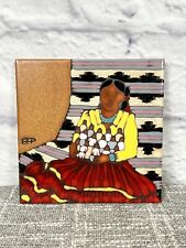Vintage Hand Painted Prusa Elan Southwestern Tile Woman Hot Plate USA 6x6