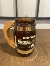 New York StateVintage Siesta Ware Wood Handle Souvenir Glass Mug picture