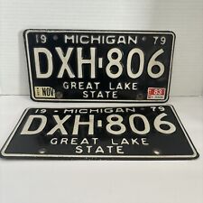 Vtg 1979 Michigan Auto License Plates Pair Decor DXH-806 picture