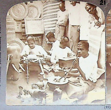 Gold Worker Artists Kandy Ceylon Sri Lanka Photograph Underwood Stereoview Card picture