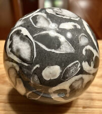 3.5LBs x 4.1 inches-Natural Shell Thousand Eye Jasper Sphere  w/Quartz Crystal. picture