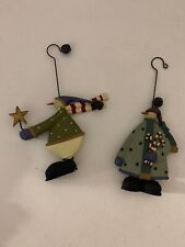 Vintage Williraye Studio Snowman Star/CandyCanes Folk Art Christmas Ornaments(2) picture