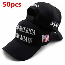 50pcs Trump 2024 MAGA Black Hat 45-47 Baseball Cap Make America Great Again picture