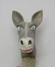 Vintage Wooden Crazy Mule Donkey Cork Bottle Stopper Hand Carved OOAK Folk Art picture