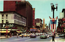 Main Street in Downtown Buffalo New York Convertible Vintage Autos Postcard picture