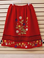 NICE 2XL RED WOOL EMBROIDERED FLOWER DESIGN NATIVE AMERICAN INDIAN DANCE SKIRT picture