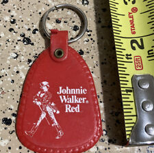 Vintage Johnnie Walker Red Keychain Scotch Key Fob Plastic Shield Flat Ring 2