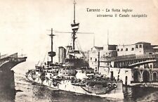 Postcard Royal Navy HMS Implacable in Taranto Canal Bridge c1915 picture