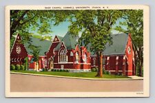 Postcard Sage Chapel Cornell University Ithaca New York NY, Vintage Linen E2 picture
