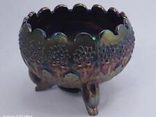 FENTON ORANGE TREE AMETHYST CARNIVAL GLASS 3 FOOTED CUP BOWL picture