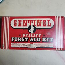 Vtg Sentinel First Aid Kit Tin Litho Soldier Complete picture