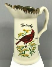 Vintage Kentucky w/ Cardinal & Goldenrod Gold Trim Souvenir Mini Pitcher Vase picture