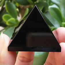 Natural Black Obsidian Quartz Stone Pyramid Chakra Healing Reiki Crystal Tower picture