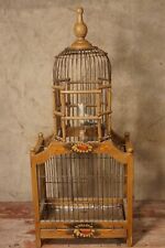 Antique Vintage Wood Folk Art Painted Bird Cage Enclosure 24
