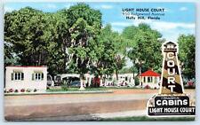 HOLLY HILL, FL Florida ~ LIGHT HOUSE COURT 1948 Linen Roadside   Postcard picture