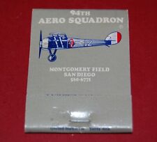 94th Aero Squadron Restaurant in San Diego, CA Vintage Full Unstruck Matchbook picture