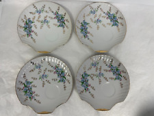 Vintage Set x4 Yamaka China Teacup Saucer/Plates Clam Shaped Japan Blue Forget picture